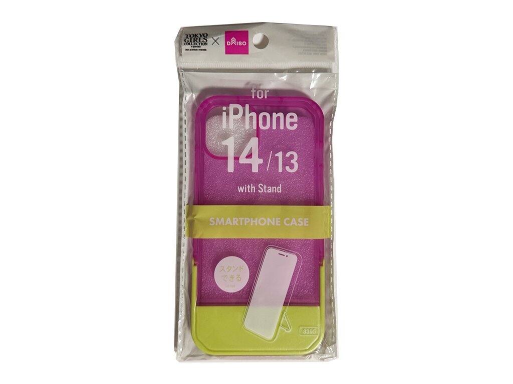 スタンド付スマホケース（１３＆１４、紫×ピスタチオ） ダイソー(DAISO)