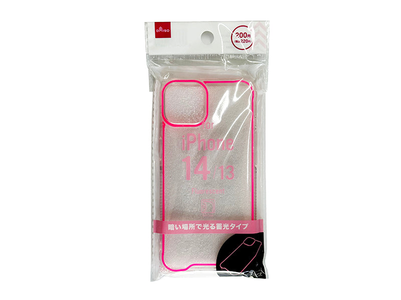 蓄光スマホケース（１４＆１３、ピンク） ダイソー(DAISO)