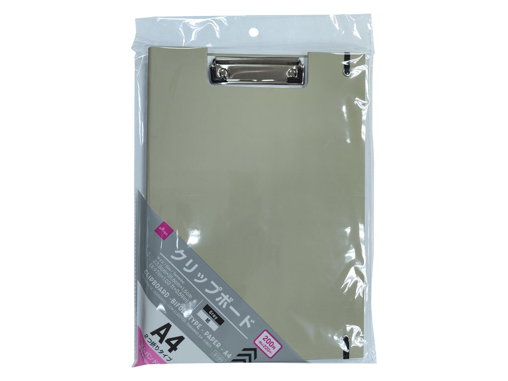 クリップボード（２つ折りタイプ、紙、ゴムバンド付、Ａ４、グレー） ダイソー(DAISO)