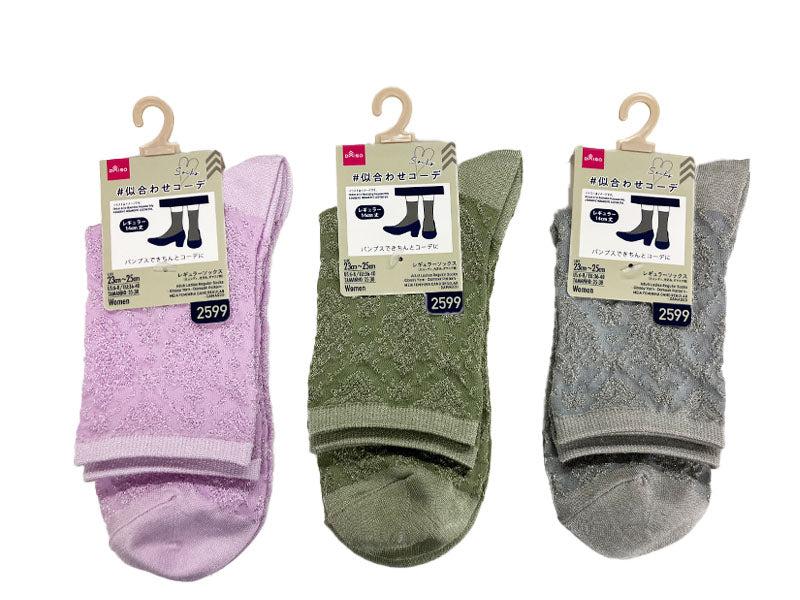 大人レディレギュラーソックス（光沢糸、ダマスク柄） ダイソー(DAISO)