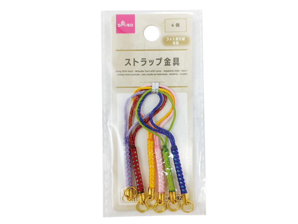 ストラップ金具（ラメ入根付紐、和風、６色） ダイソー(DAISO)