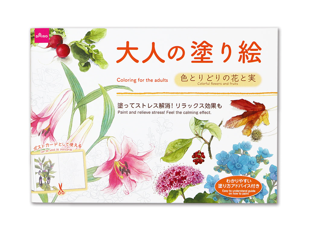 大人の塗り絵（色とりどりの花と実） ダイソー(DAISO)