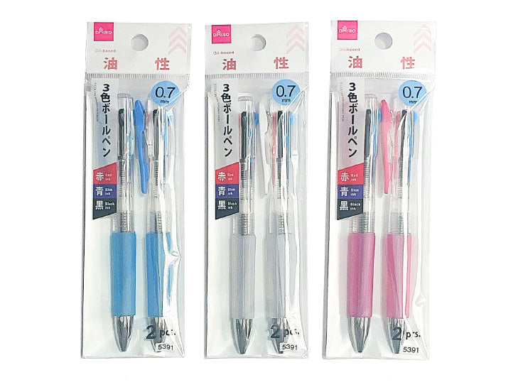 ３色ボールペン（透明、２本） ダイソー(DAISO)