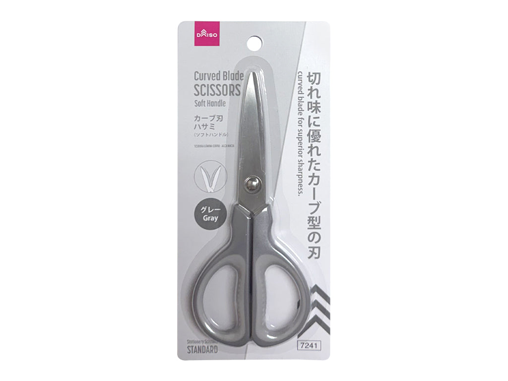 カーブ刃ハサミ（ソフトハンドル、グレー） ダイソー(DAISO)