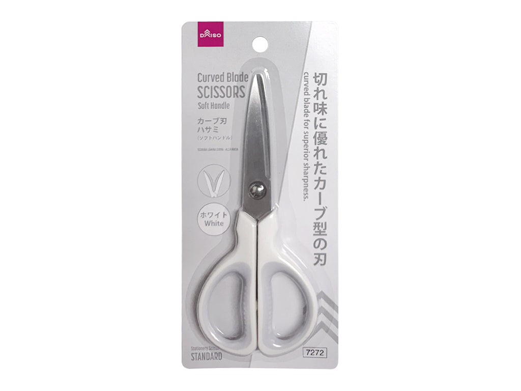 カーブ刃ハサミ（ソフトハンドル、ホワイト） ダイソー(DAISO)