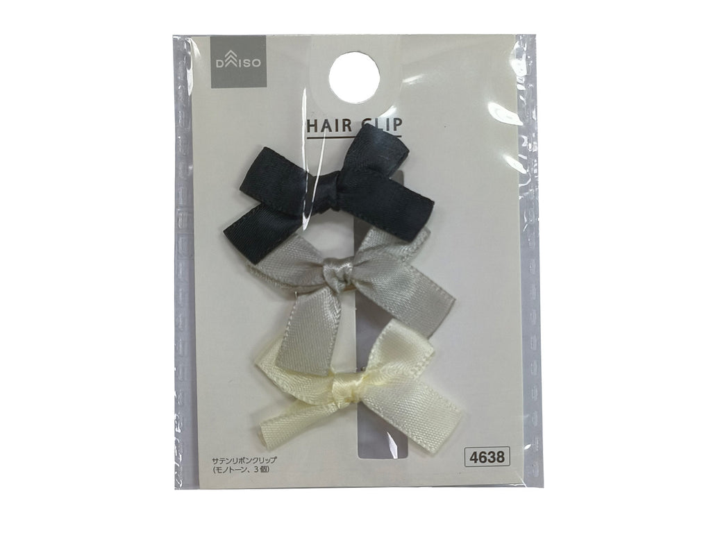 サテンリボンクリップ（モノトーン、３個） ダイソー(DAISO)