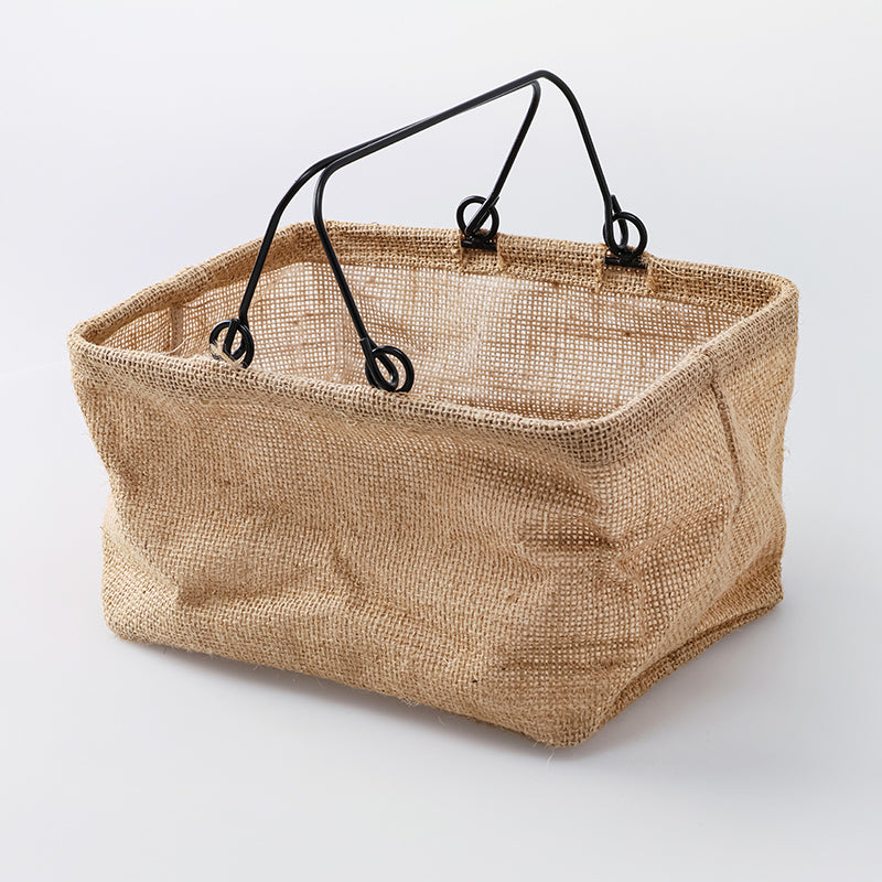 ワイヤーハンドル付ジュートバスケット２４ｃｍ×１８ｃｍ×１４ｃｍ ダイソー(DAISO)
