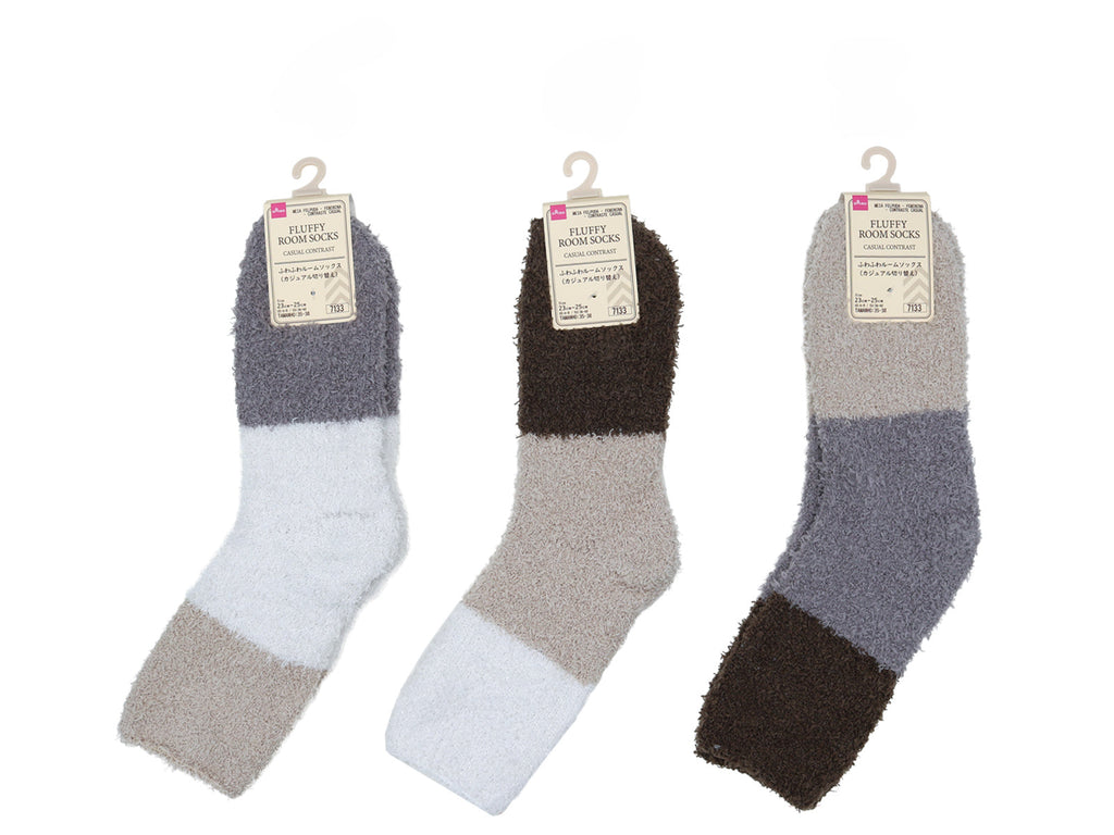 ふわふわルームソックス（レディース、カジュアル切り替え） ダイソー(DAISO)