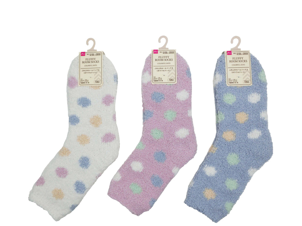 ふわふわルームソックス（レディース、カラフルドット） ダイソー(DAISO)