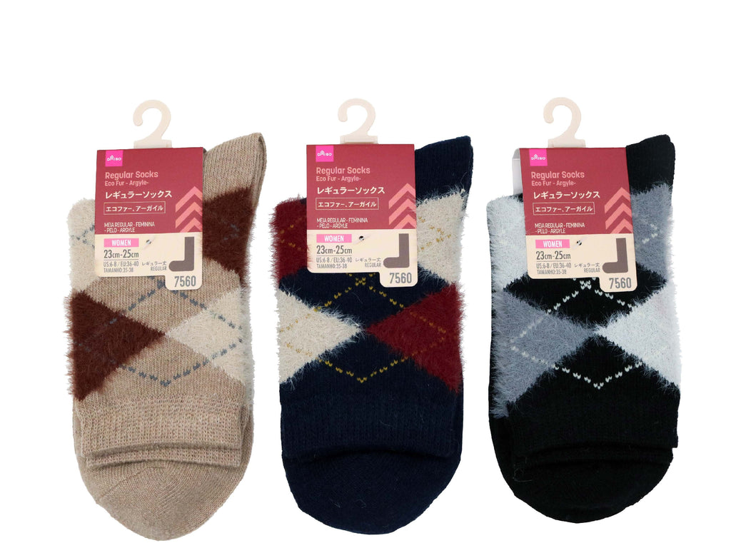 レギュラーソックス（レディース、エコファー、アーガイル） ダイソー(DAISO)