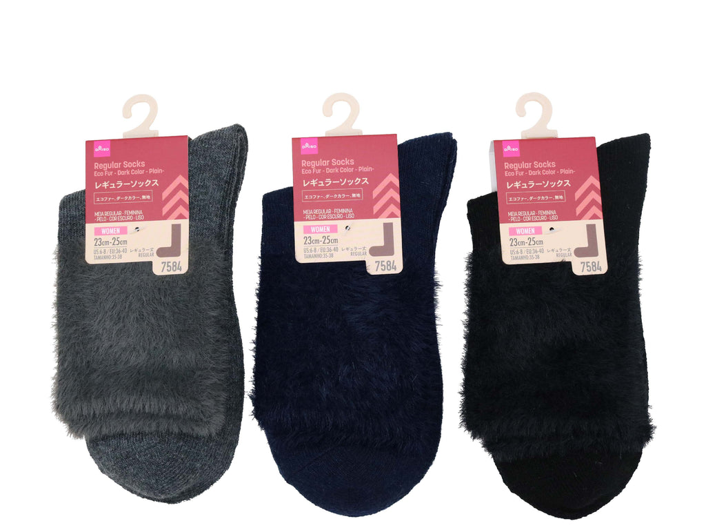レギュラーソックス（レディース、エコファー、ダークカラー、無地） ダイソー(DAISO)