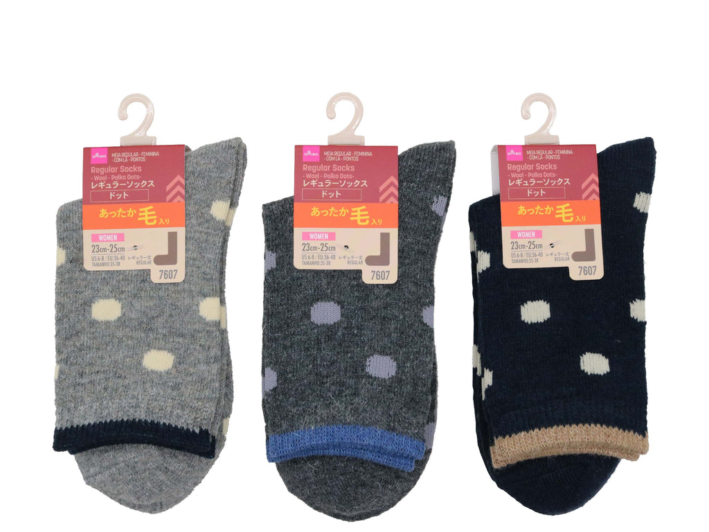 レギュラーソックス（レディース、毛入、ドット） ダイソー(DAISO)