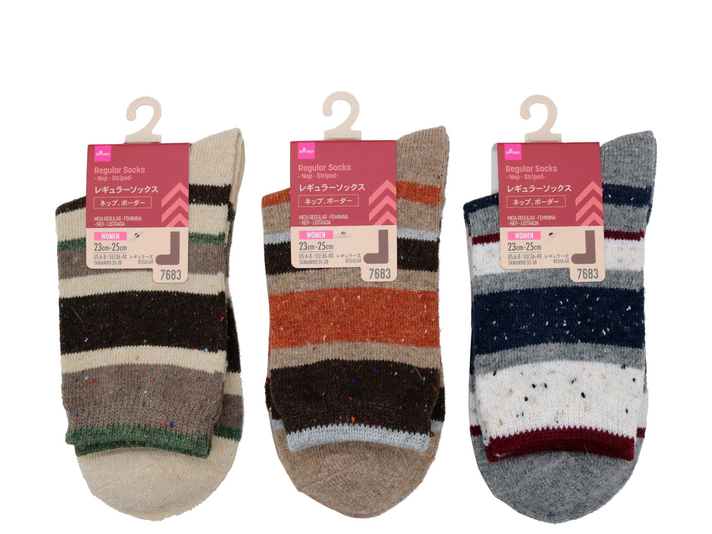 レギュラーソックス（レディース、ネップ、ボーダー） ダイソー(DAISO)