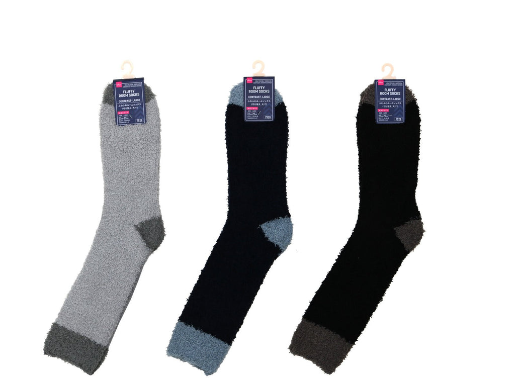 ふわふわルームソックス（メンズ、切り替え、大寸） ダイソー(DAISO)