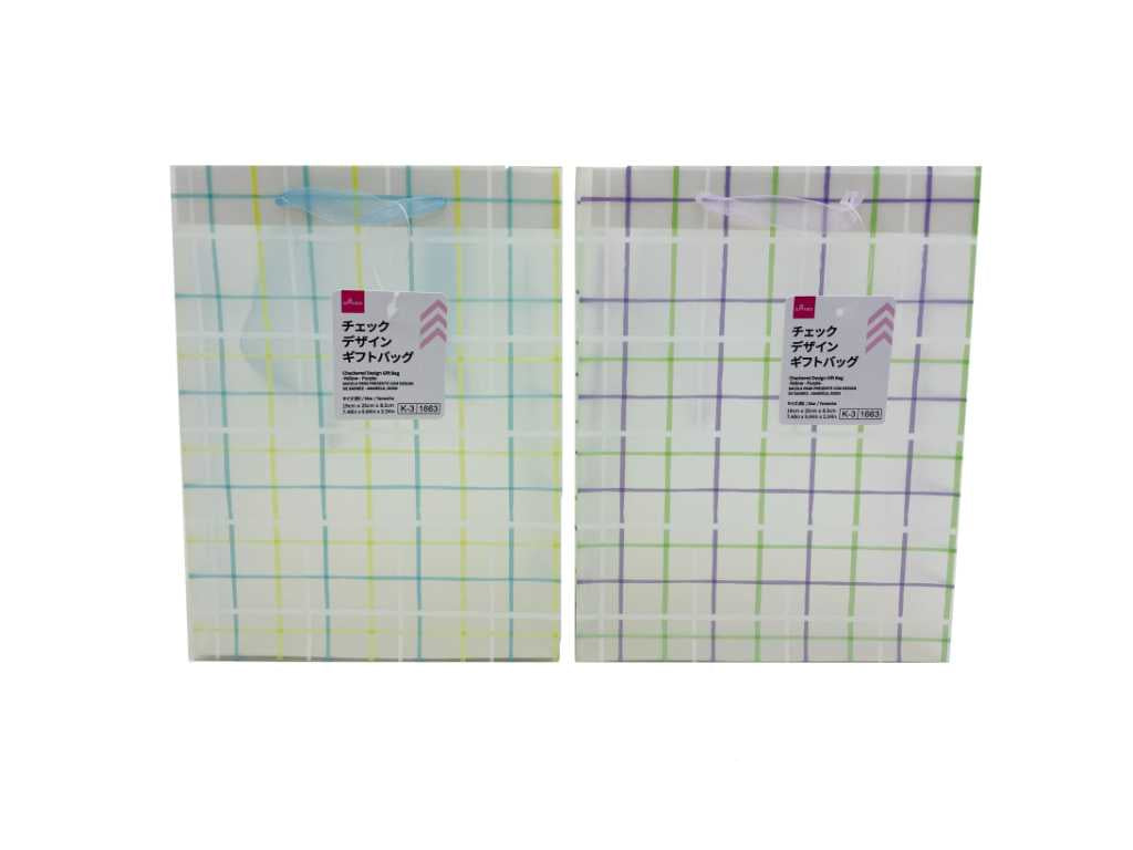 チェックデザインギフトバッグ（イエロー、パープル） ダイソー(DAISO)