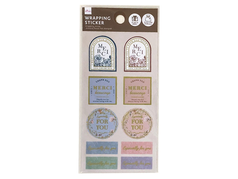 ラッピングシール（アンティークフラワー、箔押し） ダイソー(DAISO)
