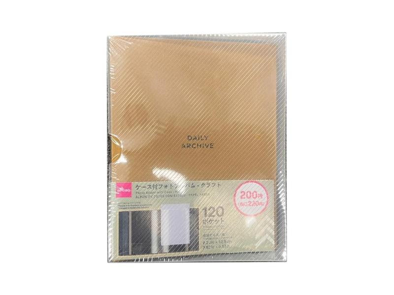 ケース付フォトアルバム（１２０ポケット、クラフト） ダイソー(DAISO)