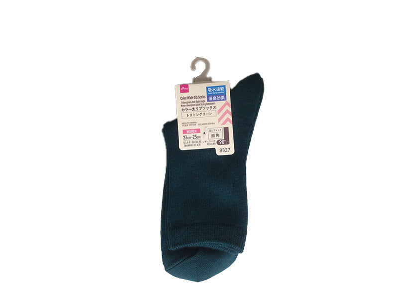 カラー太リブソックス（トリトングリーン、かかと直角、吸水速乾、消臭） ダイソー(DAISO)