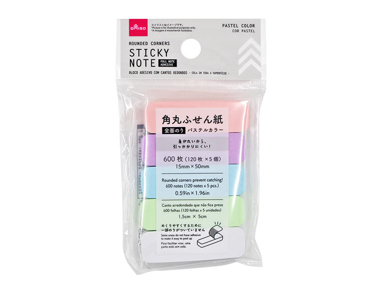 角丸ふせん紙（全面のり、パステルカラー、５個） ダイソー(DAISO)
