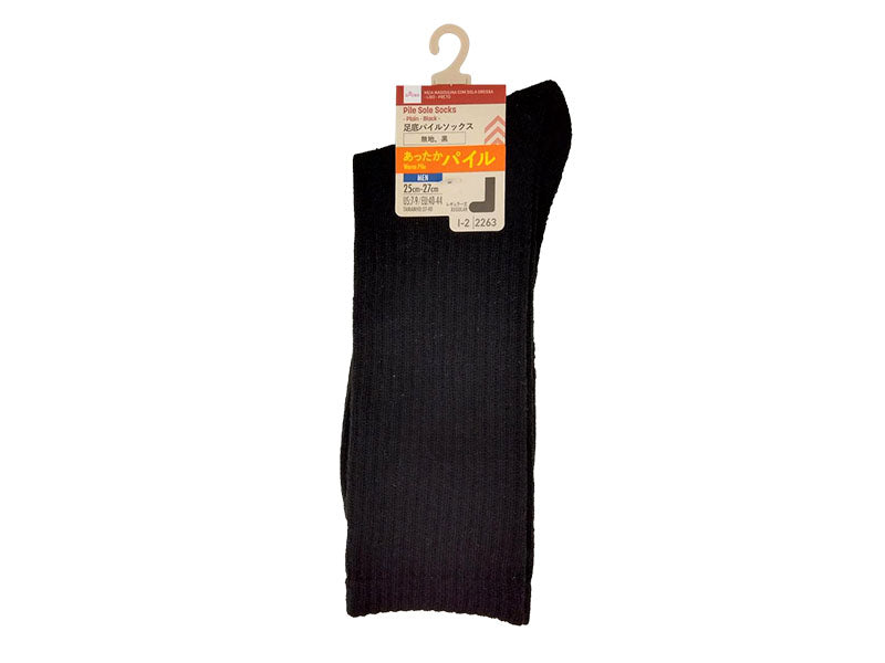 足底パイルソックス（メンズ、無地、黒） ダイソー(DAISO)