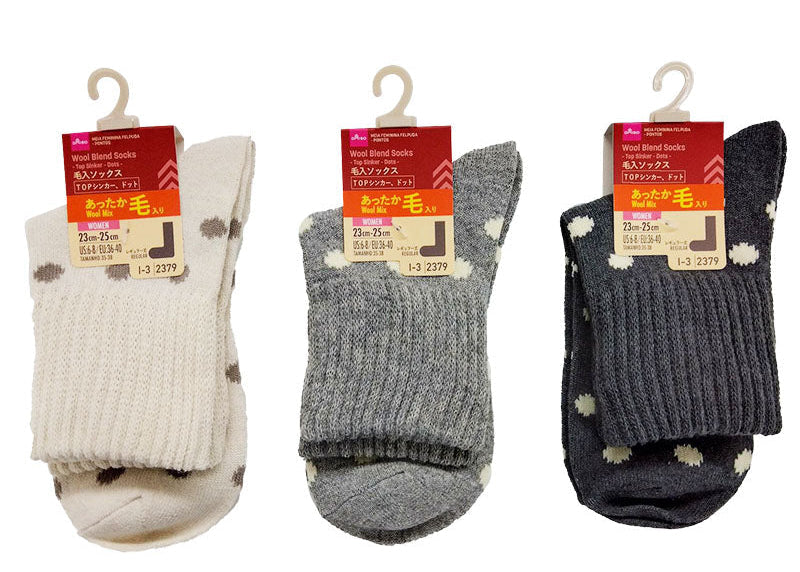 毛入ソックス（レディース、ＴＯＰシンカー、ドット） ダイソー(DAISO)