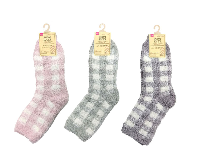 ルームソックス（レディース、パステル、ギンガムチェック） ダイソー(DAISO)