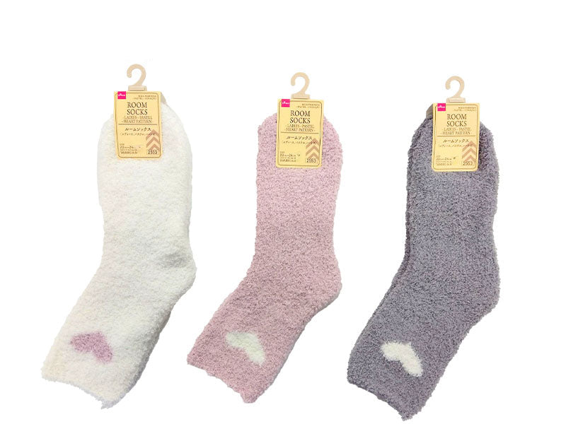 ルームソックス（レディース、パステル、ハート柄） ダイソー(DAISO)