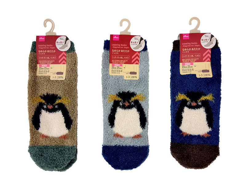 重ね履きソックス（レディース、シャギーモール糸、ペンギン） ダイソー(DAISO)