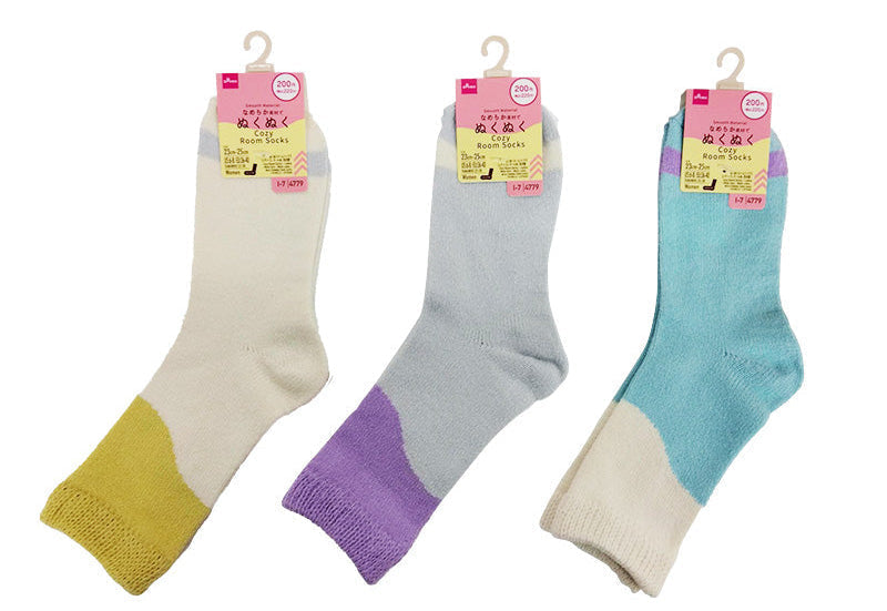 ぬくぬくルームソックス（レディース、モール糸、色切替） ダイソー(DAISO)