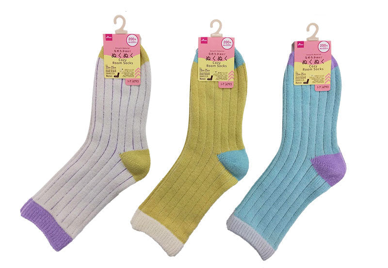 ぬくぬくルームソックス（レディース、モール糸、ストライプ） ダイソー(DAISO)