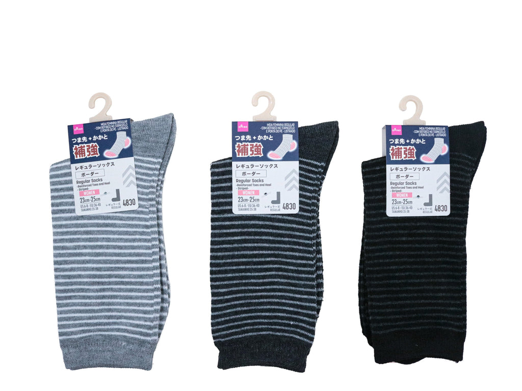 レギュラーソックス（つま先カカト補強、ボーダー） ダイソー(DAISO)