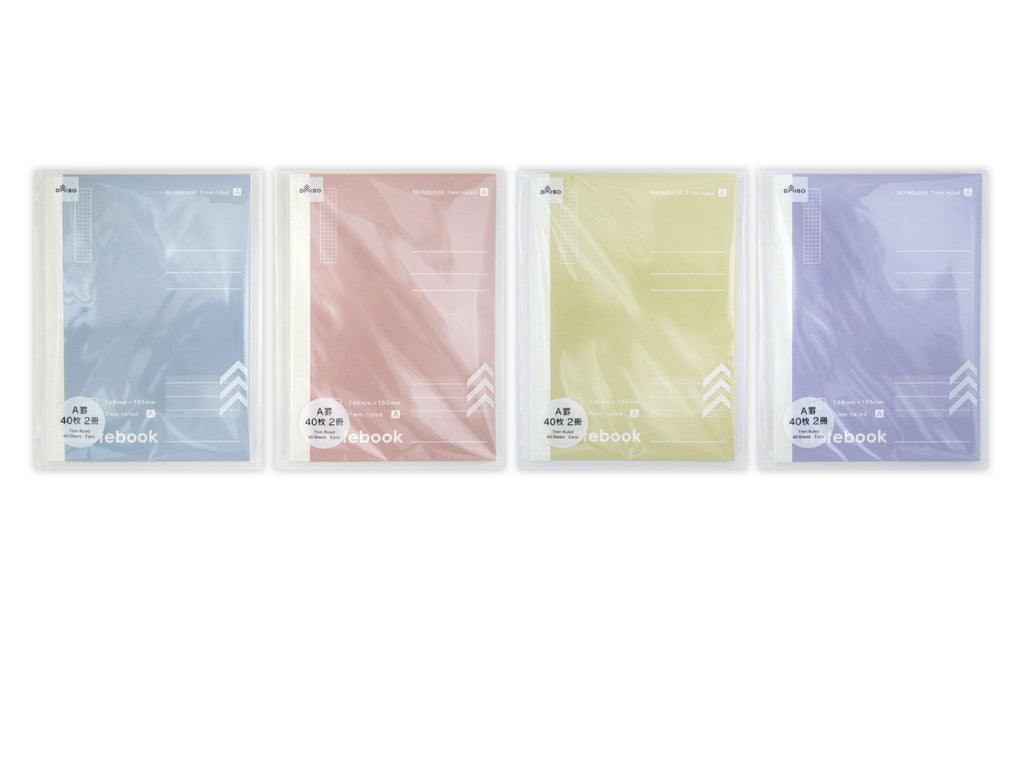 Ａ６ノート（ソフトカラー、Ａ罫、４０枚、２冊） ダイソー(DAISO)