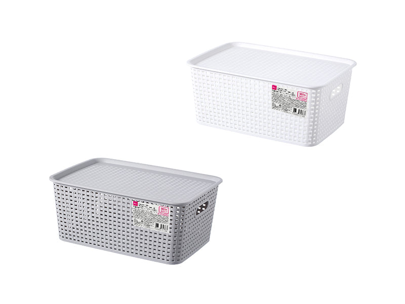 竹編み調デザインバスケット（蓋付） ダイソー(DAISO)