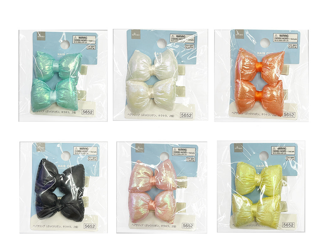 ヘアクリップ（ぷっくりリボン、キラキラ、２個） ダイソー(DAISO)