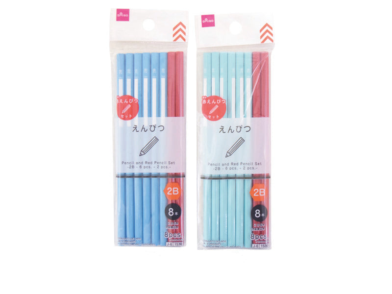 鉛筆（２Ｂ６本）＋赤鉛筆（２本）セット ダイソー(DAISO)