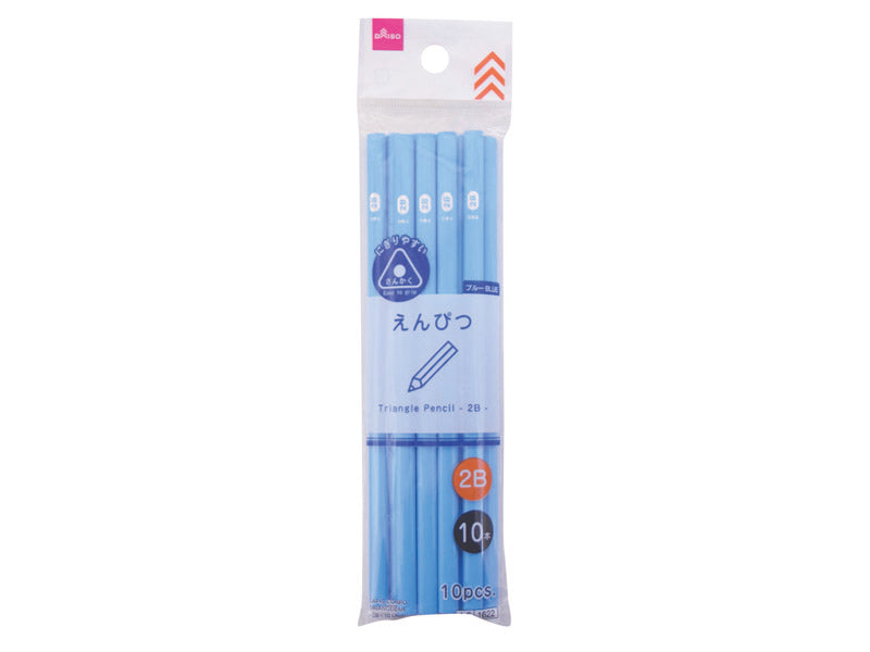三角えんぴつ（２Ｂ、１０本、ブルー） ダイソー(DAISO)