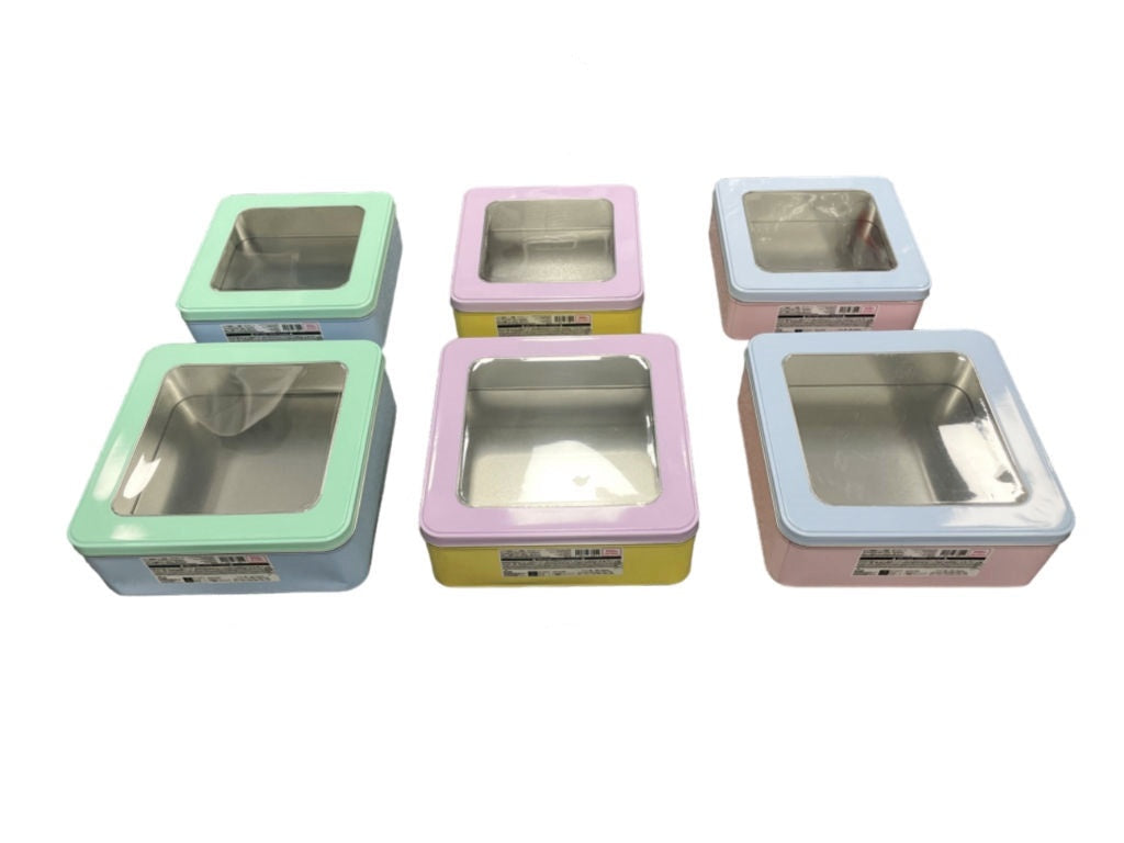 クリア窓付缶ケース（四角形、２サイズアソート） ダイソー(DAISO)