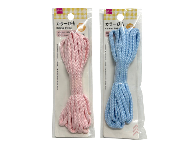 カラーひも（ラメ、ピンク、ブルー）太さ５ｍｍ×長さ２．５ｍ ダイソー(DAISO)