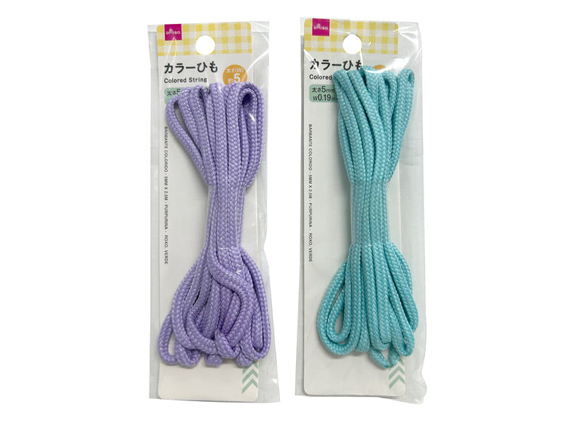カラーひも（ラメ、パープル、ミントグリーン）太さ５ｍｍ×長さ２．５ｍ ダイソー(DAISO)