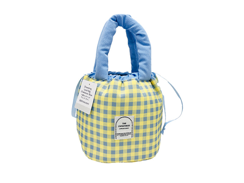 巾着ランチバッグ（チェック、ＢＬ） ダイソー(DAISO)