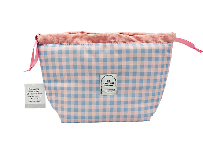 巾着ランチポーチ（チェック、ＰＫ） ダイソー(DAISO)