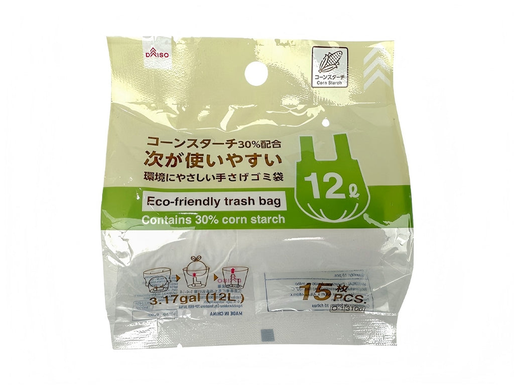 手提げゴミ袋（１５枚、コーンスターチ３０％） ダイソー(DAISO)