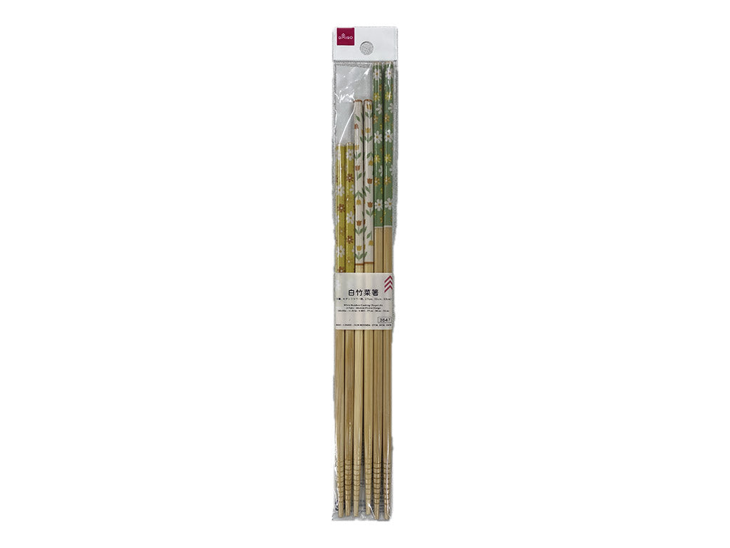 白竹菜箸（３膳、モダンフラワー柄） ダイソー(DAISO)