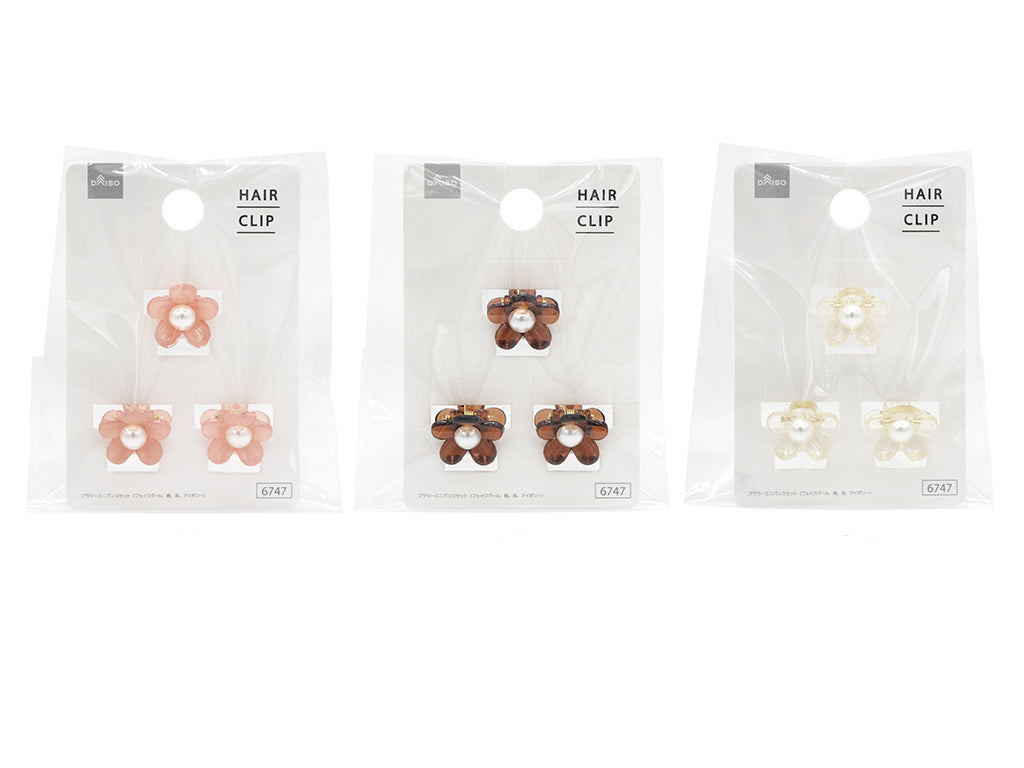 フラワーミニバンスセット（フェイクパール、桃、茶、アイボリー） ダイソー(DAISO)