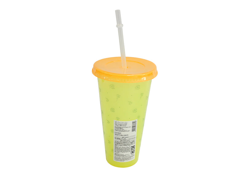 カラーチェンジタンブラー（オレンジ、ストロー付き） ダイソー(DAISO)