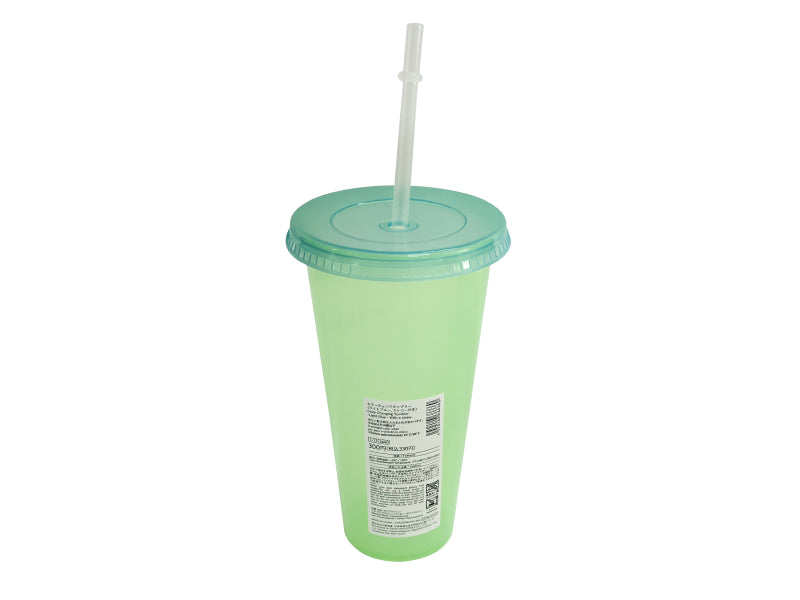 カラーチェンジタンブラー（ライトブルー、ストロー付き） ダイソー(DAISO)