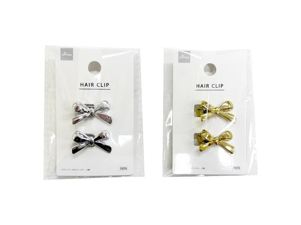 ヘアクリップ（メタルミニリボン、２個） ダイソー(DAISO)