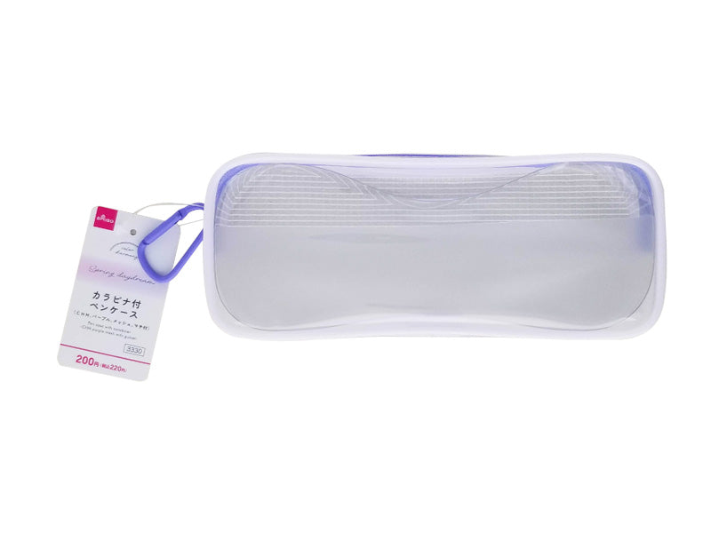カラビナ付ペンケース（ＣＨＭ、パープル、メッシュ、マチ付） ダイソー(DAISO)