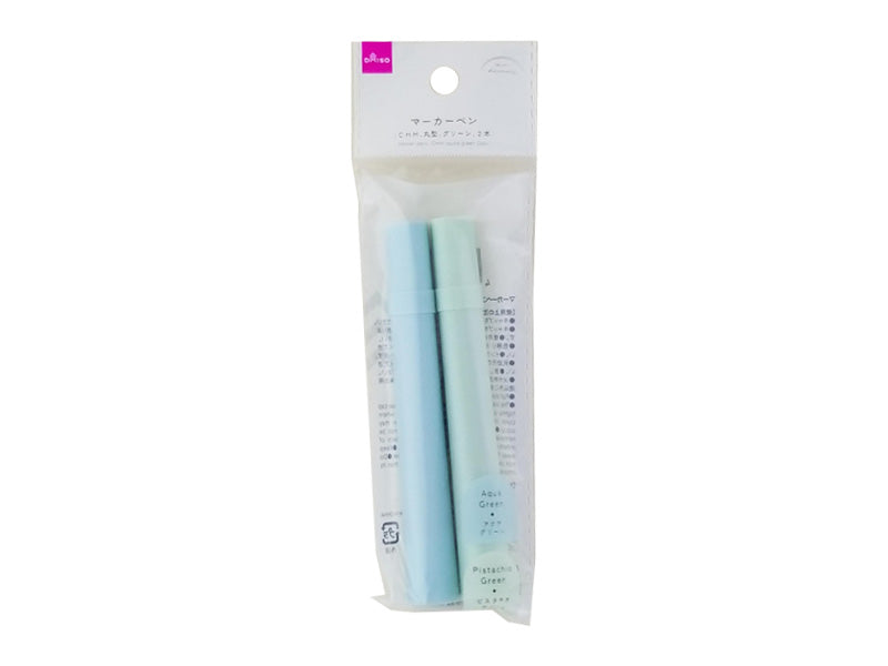 マーカーペン（ＣＨＭ、丸型、グリーン、２本） ダイソー(DAISO)