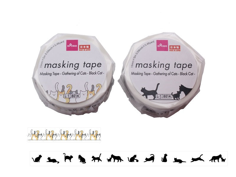 マスキングテープ（猫の集会、黒猫） ダイソー(DAISO)